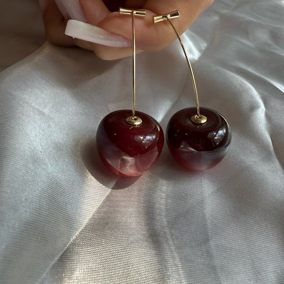 Anthropologe Cherry Red Dangle Earrings - Picture 8 of 9
